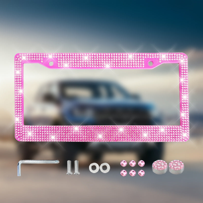 Rhinestone License Plate Frame Bling Car Tag Frame Sparkly Crystal Acrylic Plate Cover Universal Fit for Women Girls Auto Accessories