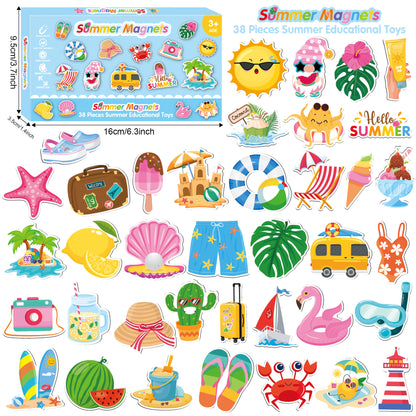 Magnetic Stickers for Refrigerator - 38PCS Tropical Summer Theme (Flamingo/Hawaii) - Waterproof DIY Decals for Car, Yacht, Door - Cute Home Office Decor Gifts
