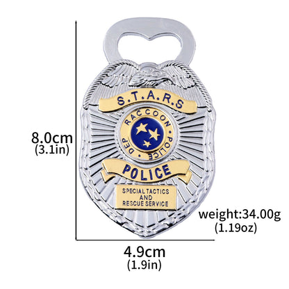Raccoon City Badge Bottle Opener | Magnetic Fridge Magnet Keychain | Creative Collectible Gift