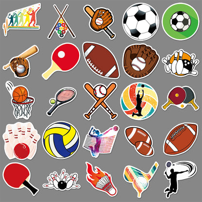 50Pcs Sports Graffiti Waterproof Stickers | Multi-Purpose Decor for Luggage & Phone Cases | Trendy Athletic Designs | Express Your Unique Style