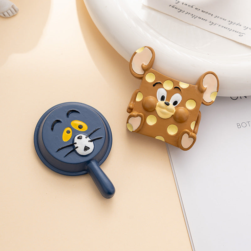 Cartoon Magnetic Fridge Stickers | Cat & Mouse Relief Design | Fun Home Decor | Adorably Cute Must-Have