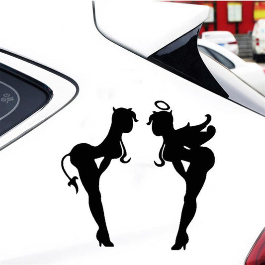 Car Sticker Angel Demon Cartoon Scratch Cover Unique Bumper Window Decor Cute Cool Vinyl Decal