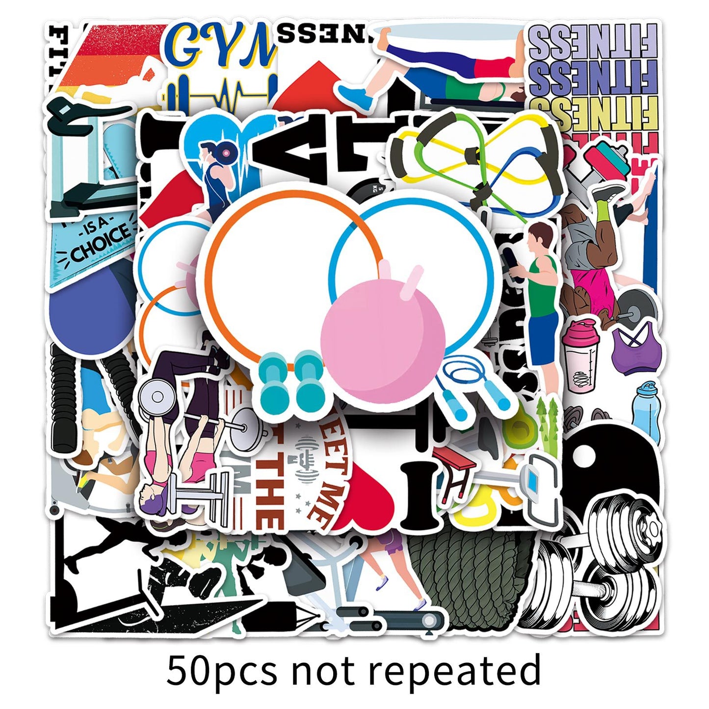 50PCS Fitness Cartoon Stickers | Waterproof & Durable | Personalized DIY | Motivational Weight Loss Life