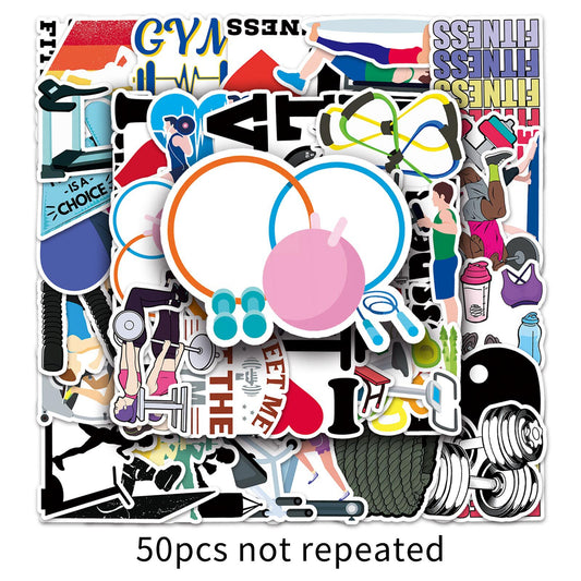50PCS Fitness Cartoon Stickers | Waterproof & Durable | Personalized DIY | Motivational Weight Loss Life