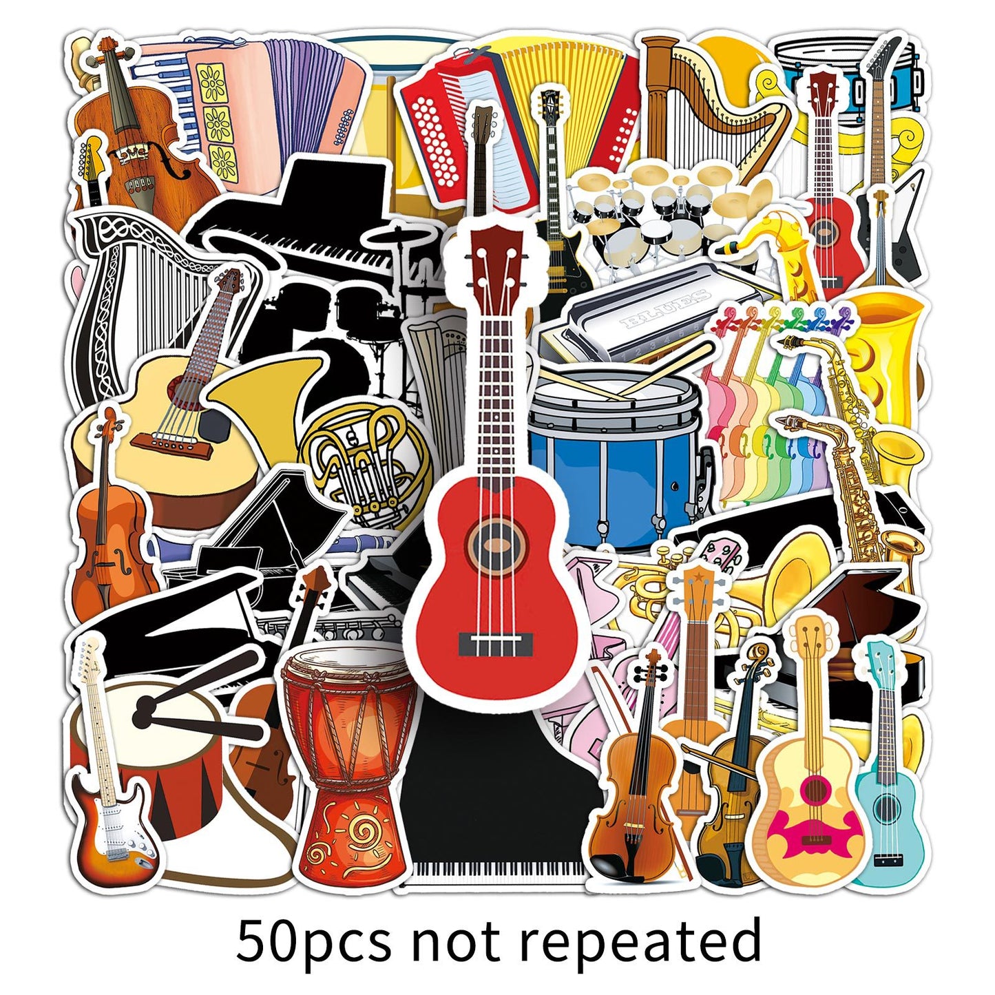 50 Pcs Graffiti Stickers for Instruments | DIY Skateboard, Phone Case, Luggage Stickers | Waterproof Cartoon Design | Creative Journal Decor Must-Have