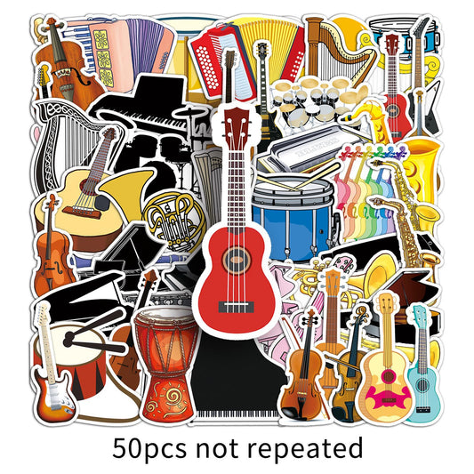 50 Pcs Graffiti Stickers for Instruments | DIY Skateboard, Phone Case, Luggage Stickers | Waterproof Cartoon Design | Creative Journal Decor Must-Have