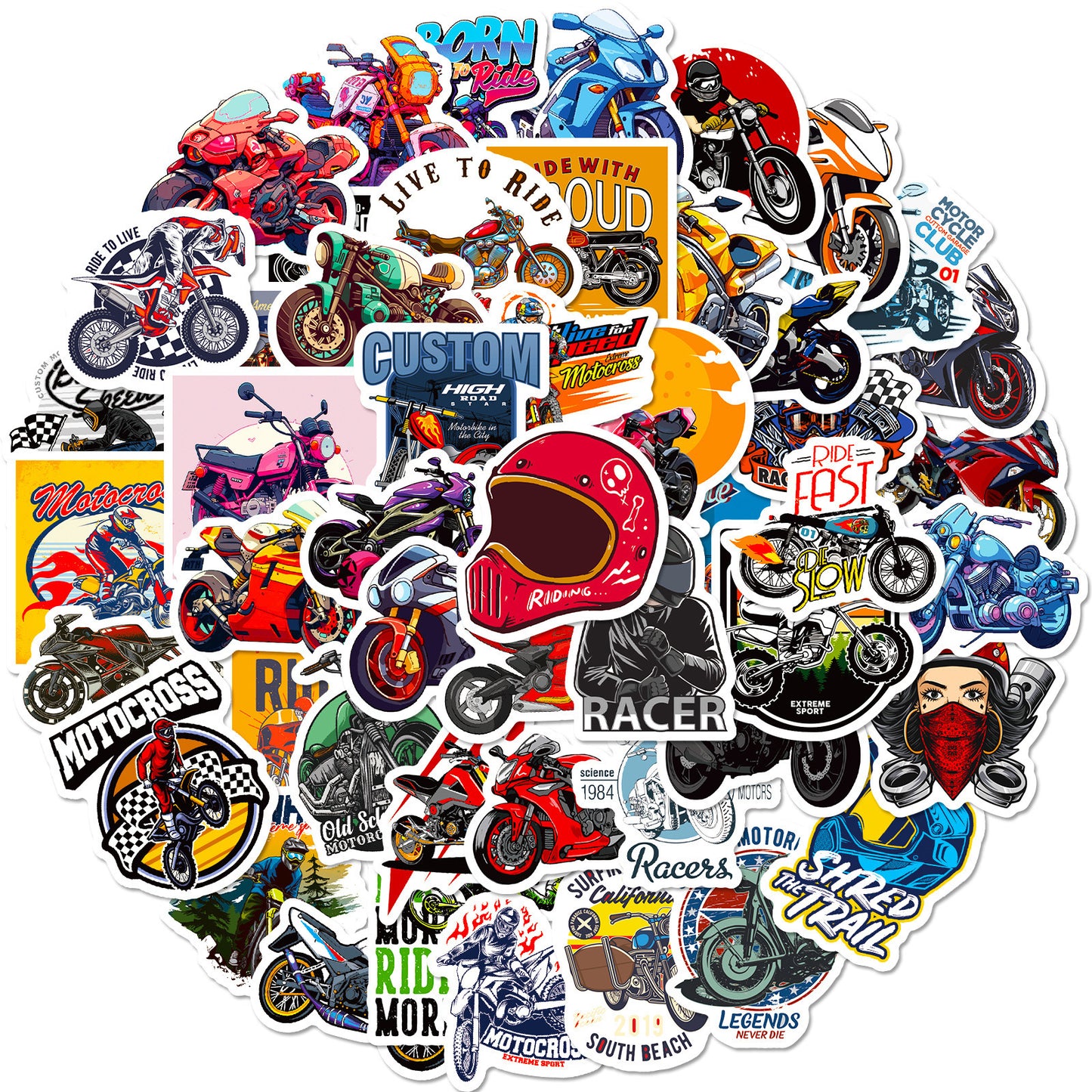 Motorcycle Stickers Pack – Waterproof Vinyl Decals for Biker Clubs, Harley Style, Unique Custom Designs, Ride with Attitude