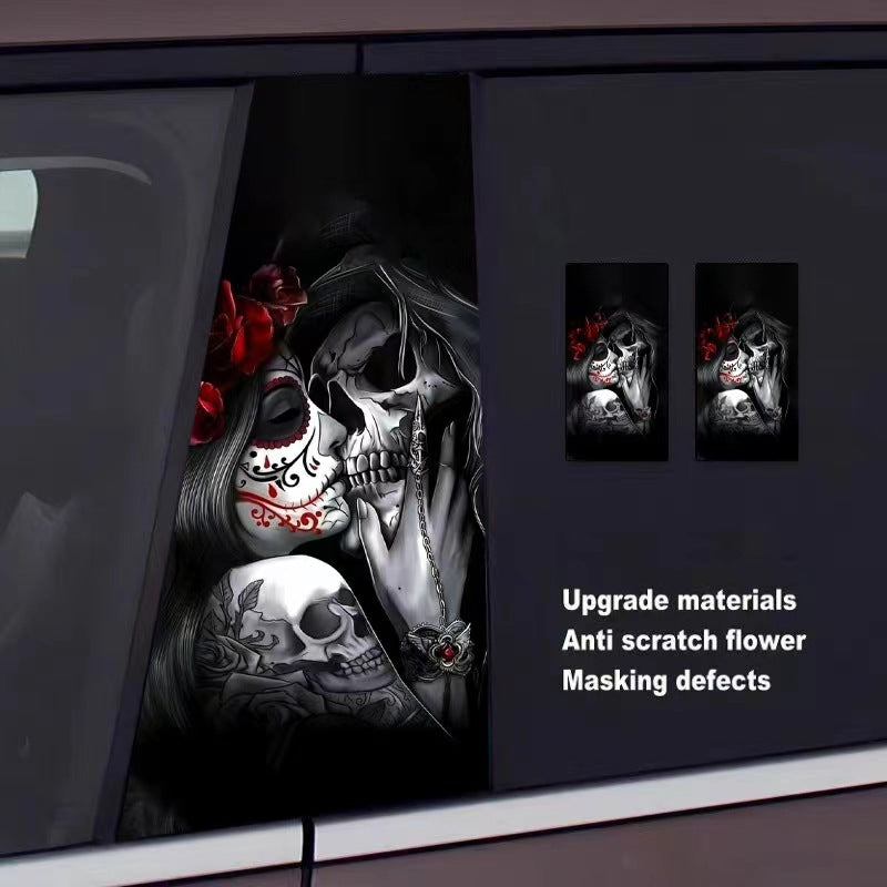 Skull Car B Pillar Sticker – Universal Anti-Scratch Protective Film, Unique Creative Decoration, Cool Upgrade for Your Ride