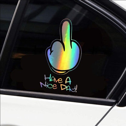 Funny Middle Finger Car Sticker – Waterproof Vinyl Decal for Window or Body, Bold Personality Statement