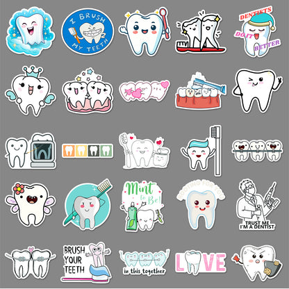 50 Pcs Graffiti Teeth Stickers, Cute Cartoon Decorative Labels, Water Bottle, Luggage, Notebook Decor, Unique Creative Design to Boost Personal Style