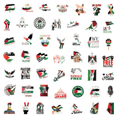 50PCS Palestine Graffiti Stickers – Peace Support, Waterproof & Trendy for Phone, Laptop, Bottles, Luggage