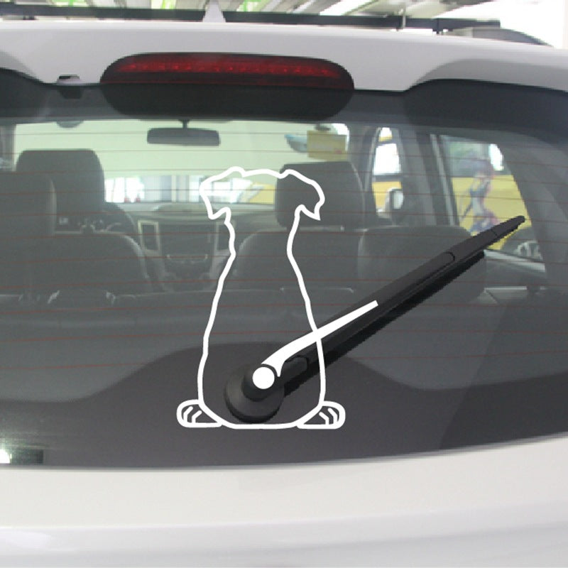 Car Sticker Rear Wiper Cat Dog Decal Reflective Rear Window Decoration Cute Cartoon Style Auto Vinyl