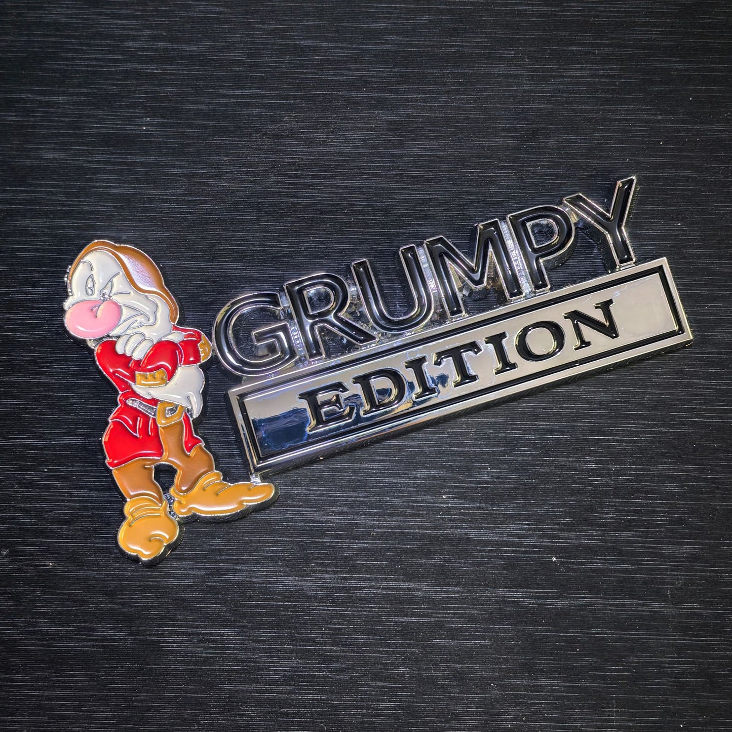 Grumpy Edition Metal Car Badge, 3D Fender Emblem Sticker, Funny Car Decal, Auto Side Body Badge, Waterproof Vehicle Decoration