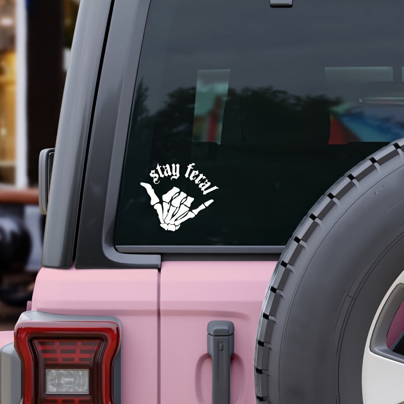 Funny Reflective Car Sticker - Skeleton Finger Design, Personalized Decoration to Turn Heads