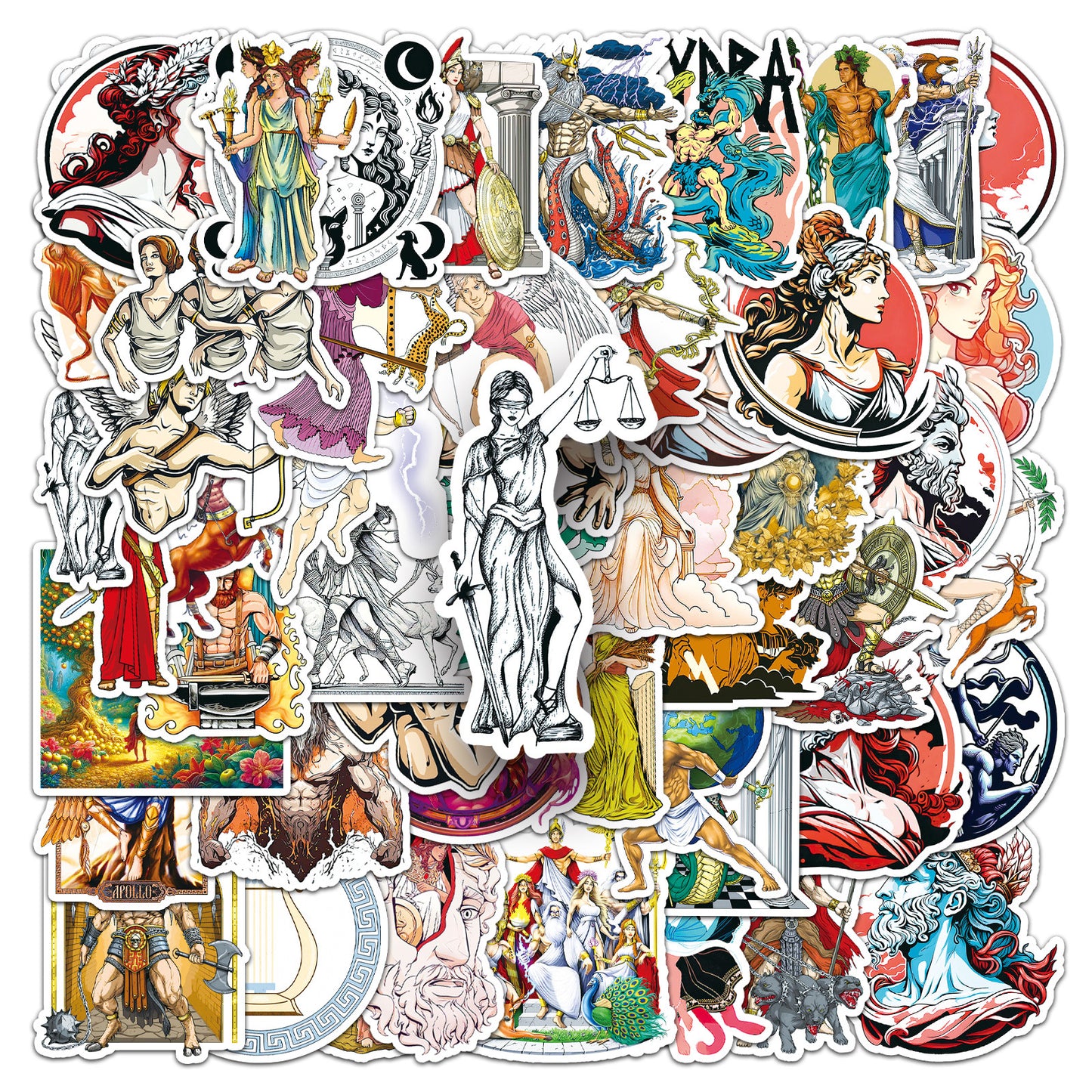 Greek Mythology Sticker Pack – Vintage Graffiti Style, Personalized Decoration, Evoke Mythical Emotions