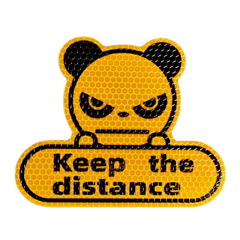 Reflective Panda Car Sticker | Keep Distance Sign | Cute Cartoon Auto Decal | Safety Reminder