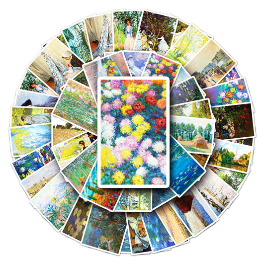 50PCS Monet-Inspired Art Stickers – DIY Aesthetic Decor for Phone Cases & Luggage, Trendy Graffiti to Express Your Creativity!