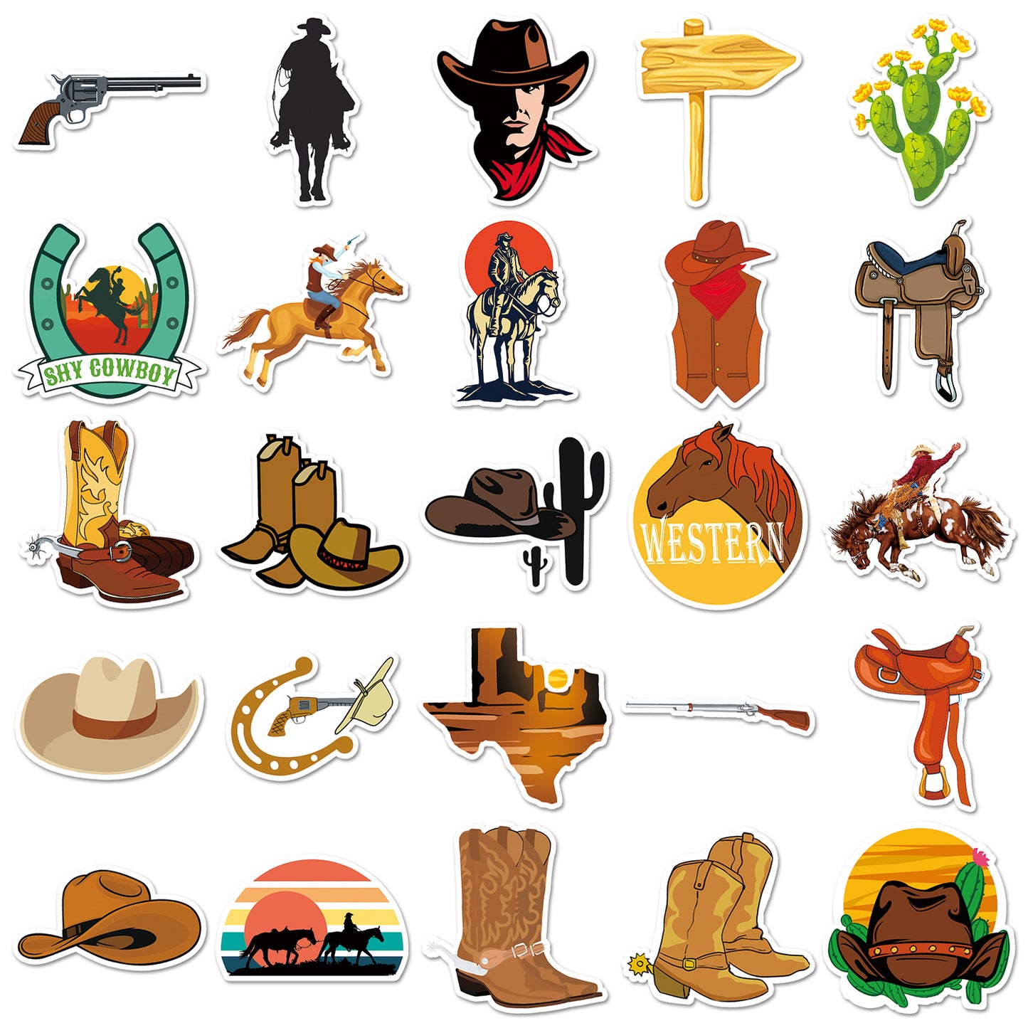 50PCS Western Cowboy Sticker Pack | Retro Graffiti Style | DIY Skateboard/Phone Case/Luggage Decor | Must-Have for Trendsetters