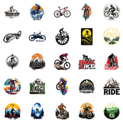 50PCS Outdoor Cycling Stickers Pack – Waterproof Durable Bike Decals for Helmets, Bottles & Gear