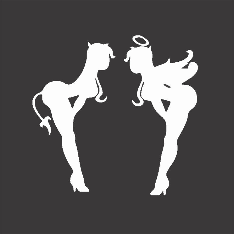 Car Sticker Angel Demon Cartoon Scratch Cover Unique Bumper Window Decor Cute Cool Vinyl Decal