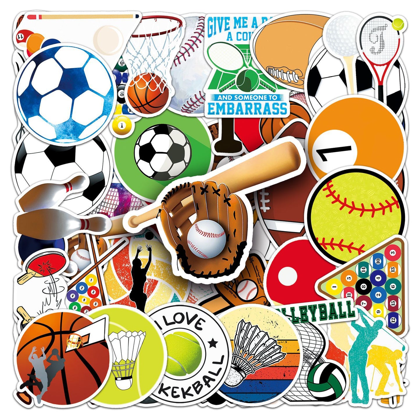 50Pcs Sports Graffiti Waterproof Stickers | Multi-Purpose Decor for Luggage & Phone Cases | Trendy Athletic Designs | Express Your Unique Style