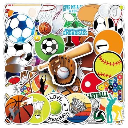 50Pcs Sports Graffiti Waterproof Stickers | Multi-Purpose Decor for Luggage & Phone Cases | Trendy Athletic Designs | Express Your Unique Style