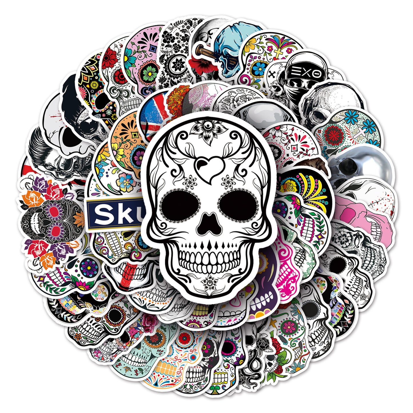 Halloween Skull Stickers – Holographic Graffiti Horror Faces | 50PCS for Laptops, Suitcases & More