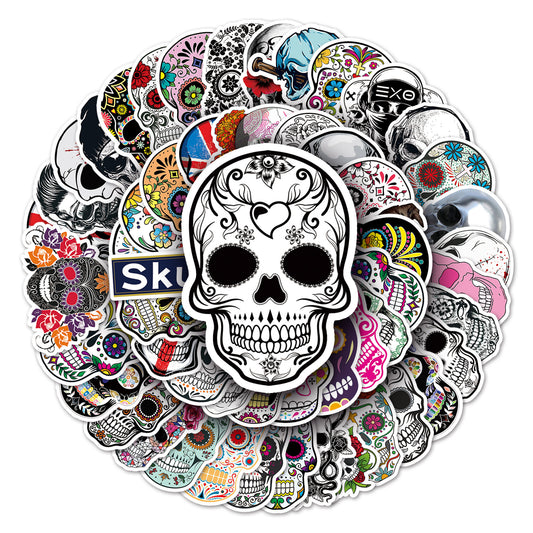 Halloween Skull Stickers – Holographic Graffiti Horror Faces | 50PCS for Laptops, Suitcases & More