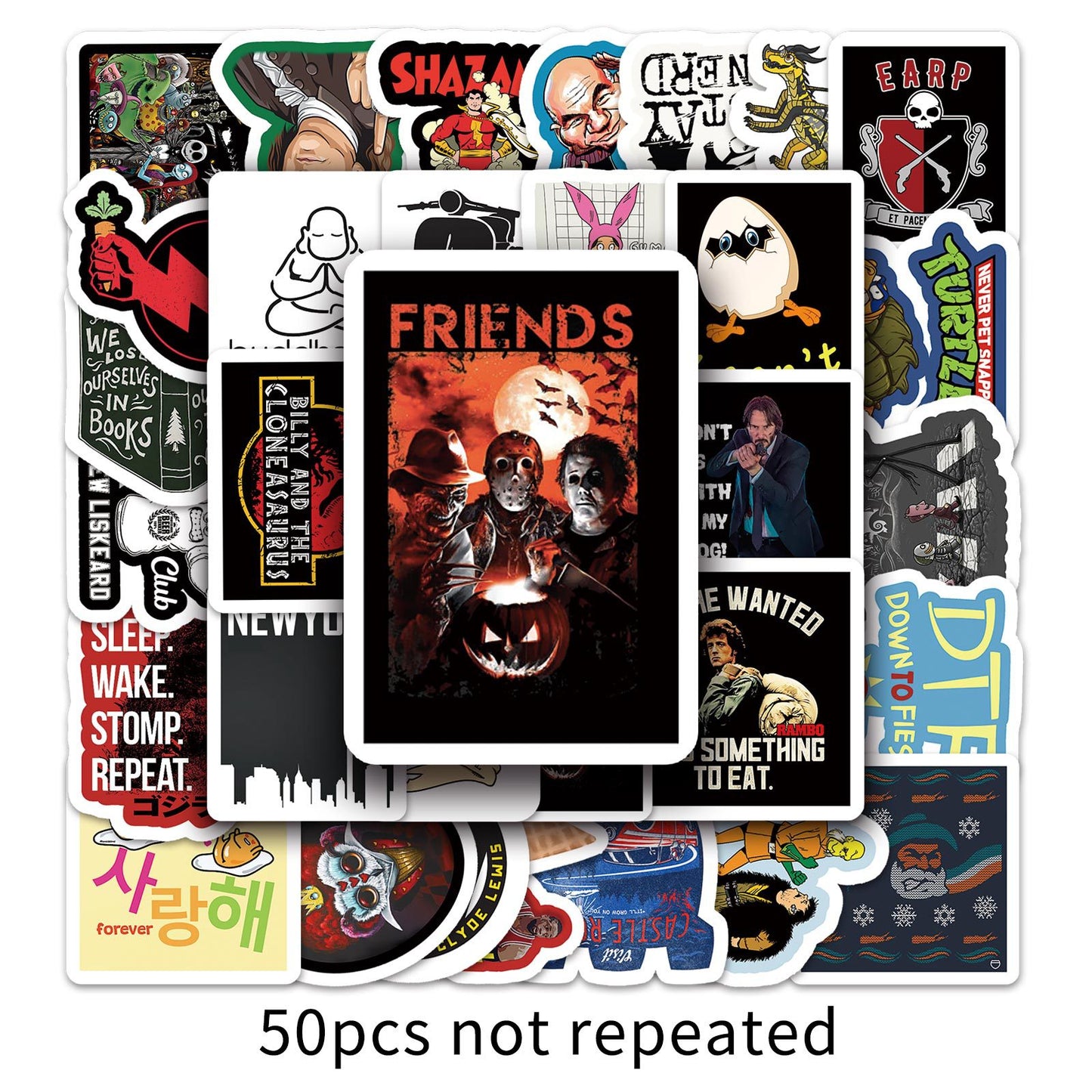 50PCS Waterproof Funny Cartoon Stickers – Trendy Laptop, Scooter & Luggage Decals for Creative Expression