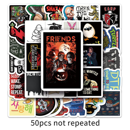 50PCS Waterproof Funny Cartoon Stickers – Trendy Laptop, Scooter & Luggage Decals for Creative Expression