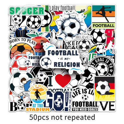 50PCS Waterproof Football Sticker Pack – Creative Cartoon Graffiti for DIY Skateboards, Luggage & More