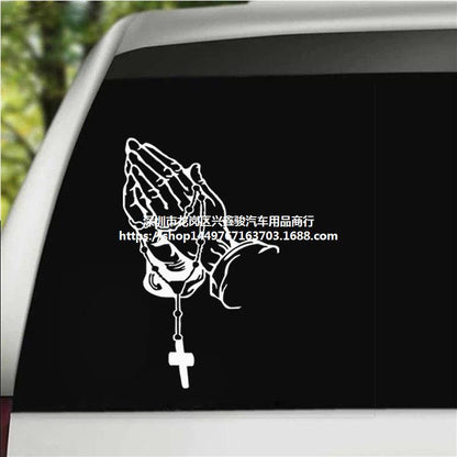Laser Car Sticker Prayer Rosary Waterproof Reflective Motorcycle Window Decal Spiritual Protection
