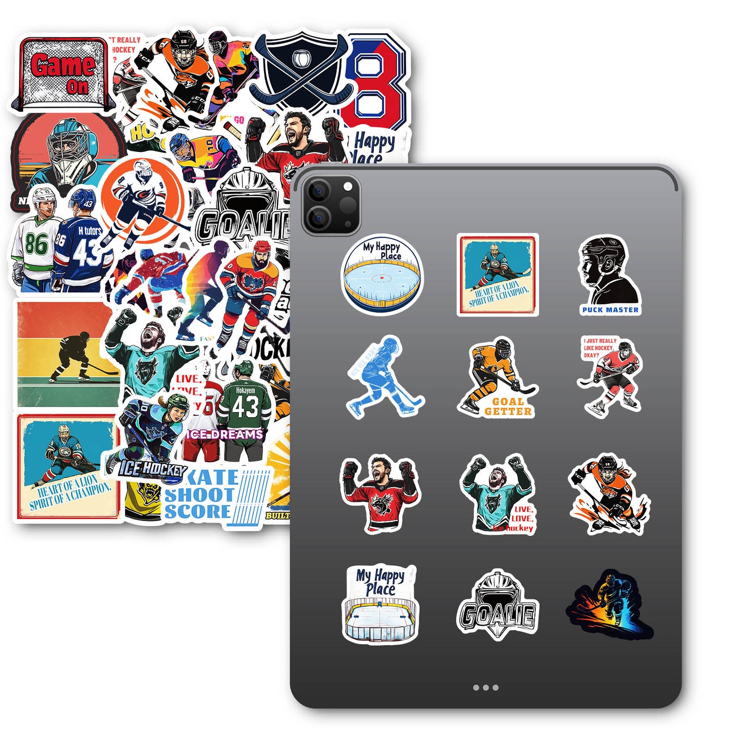 Hockey Stickers Pack – Waterproof Sports Decals for Laptops, Helmets, Fridges – 50 Cool Designs for Fans & Players