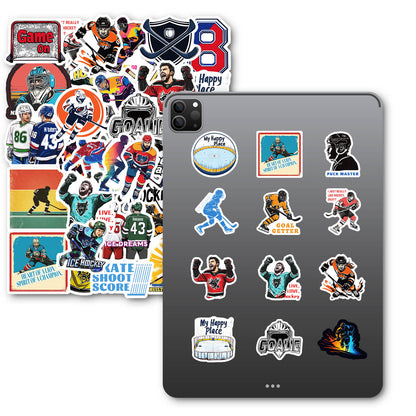 Hockey Stickers Pack – Waterproof Sports Decals for Laptops, Helmets, Fridges – 50 Cool Designs for Fans & Players