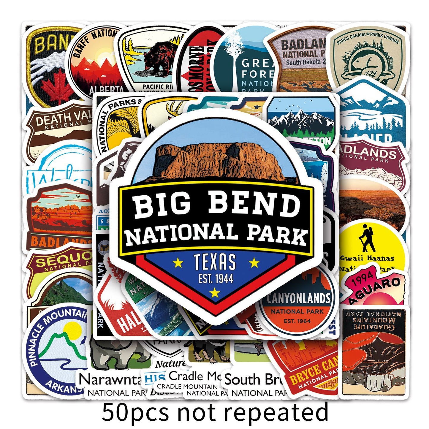 National Park Sticker Pack | Waterproof Removable Graffiti Decals | 50 Unique Travel Stickers to Brighten Your Luggage & Walls