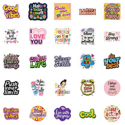 Inspirational Quote Stickers Pack – Waterproof Vinyl Decals for Laptops, Water Bottles & More | 50 Unique Positive Designs for DIY & Motivation
