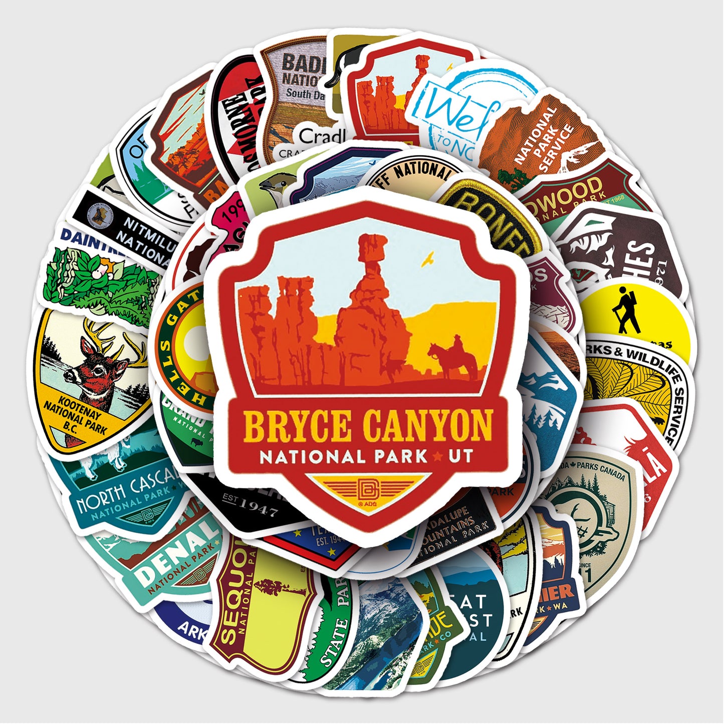 National Park Sticker Pack | Waterproof Removable Graffiti Decals | 50 Unique Travel Stickers to Brighten Your Luggage & Walls