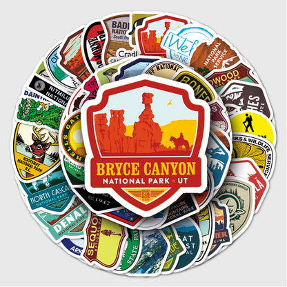 National Park Sticker Pack | Waterproof Removable Graffiti Decals | 50 Unique Travel Stickers to Brighten Your Luggage & Walls