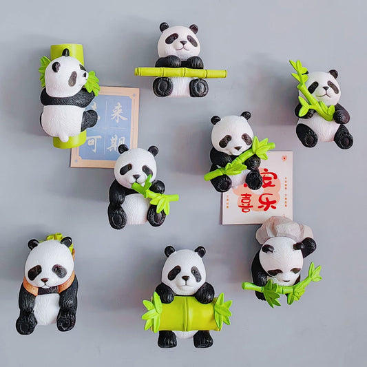 Refrigerator Magnet - 3D Realistic Panda Fridge Sticker, Cute Animal Decor for Kitchen Home, Funny Cartoon Gift for Friends (8PCS)