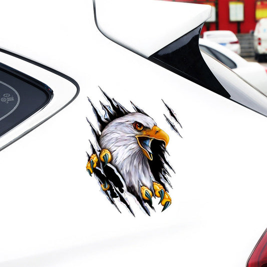 3D Eagle Scratch Car Sticker – Realistic Tear Design, Scratch Cover & Cool Personalized Car Decal