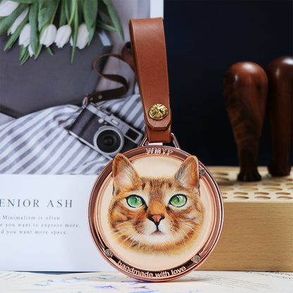 Custom Pet Leather Keychain｜Hand-Painted Real Leather Portrait Tag｜Unique Dog Cat Memorial Gift｜Heartwarming & Personalized