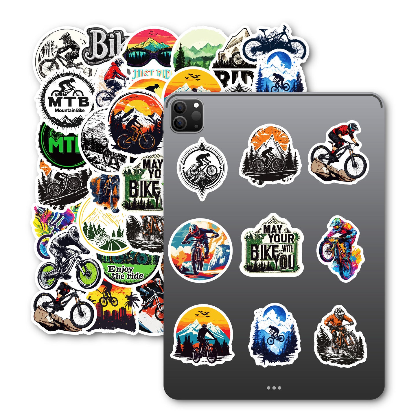 50PCS Outdoor Cycling Stickers Pack – Waterproof Durable Bike Decals for Helmets, Bottles & Gear