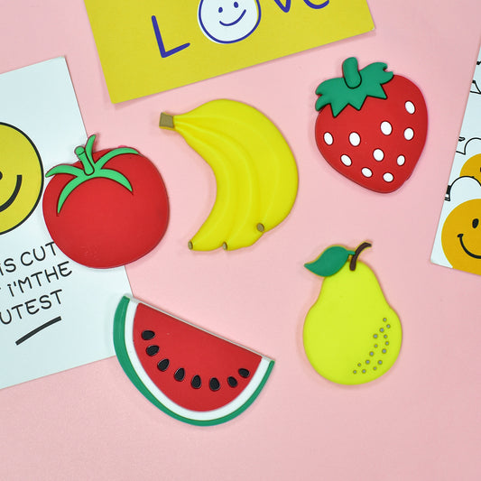 Cute Fruit Cartoon Fridge Magnets – PVC Soft Rubber Educational Magnetic Stickers for Kids