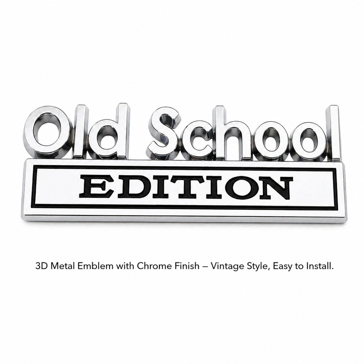 Old School Edition Metal Car Emblem, Vintage Style Badge Sticker, 3D Chrome Auto Decal for Truck SUV Fender Trunk Door, Retro Car Accessory Gift