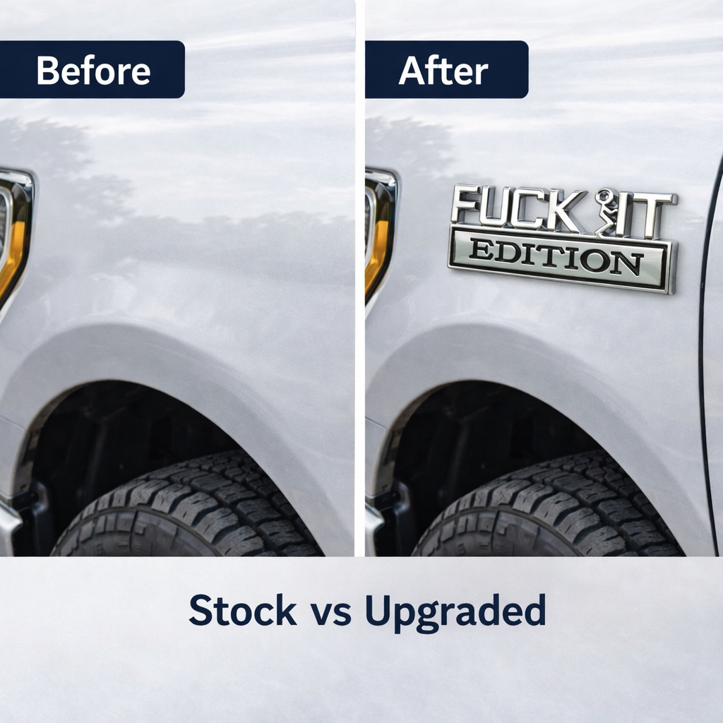 F*ck It Edition Metal Fender Badge for Ford Trucks | 3D Metal Car Emblem Decal | Universal Auto Side Badge