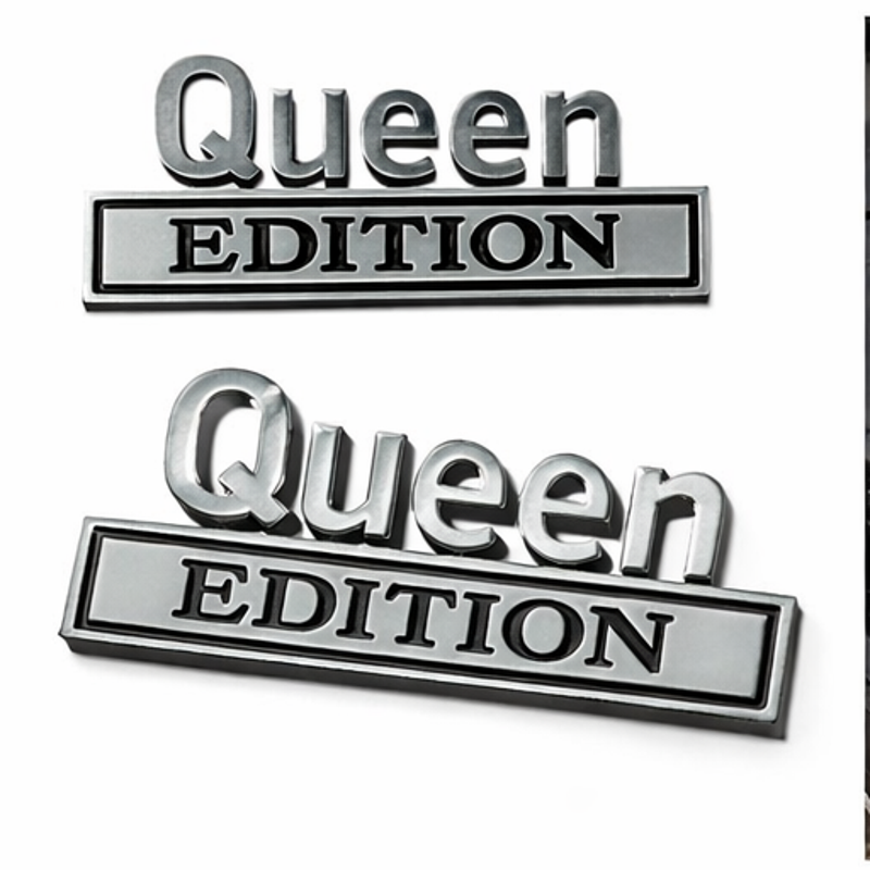 Queen Edition Metal Car Badge Emblem – Luxury Fender Sticker for Cars, Auto Body Decoration, Adhesive Metal Decal