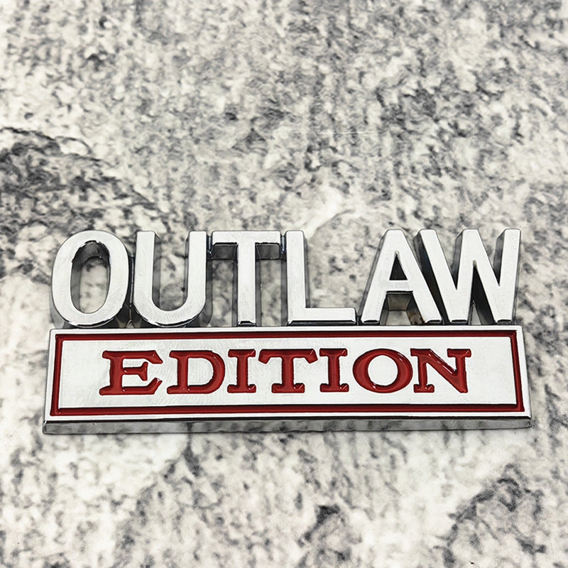 OUTLAW Edition Metal Car Badge – 3D Aluminum Emblem Sticker for Fender Trunk Hood Auto Decoration