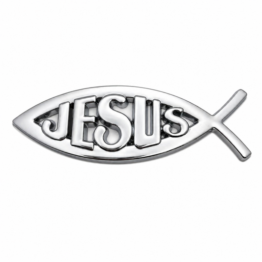 Metal Fish Car Emblem Sticker, Chrome Fish Badge Decal for Car Truck Motorcycle, Waterproof Auto Body Decoration, Religious Jesus Fish Symbol