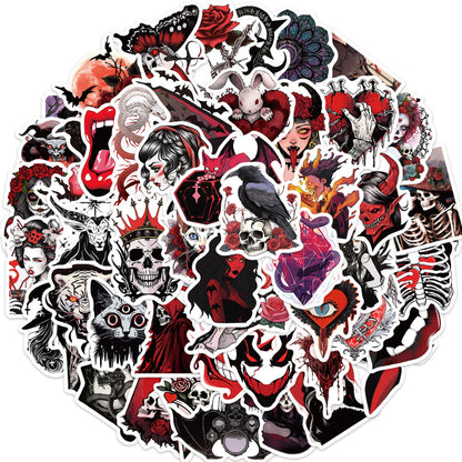 50pcs Graffiti Sticker Pack  – Waterproof Skull Girl Designs – Unique DIY Decor for Guitar, Laptop, Luggage – Trendy & Cool Vibe
