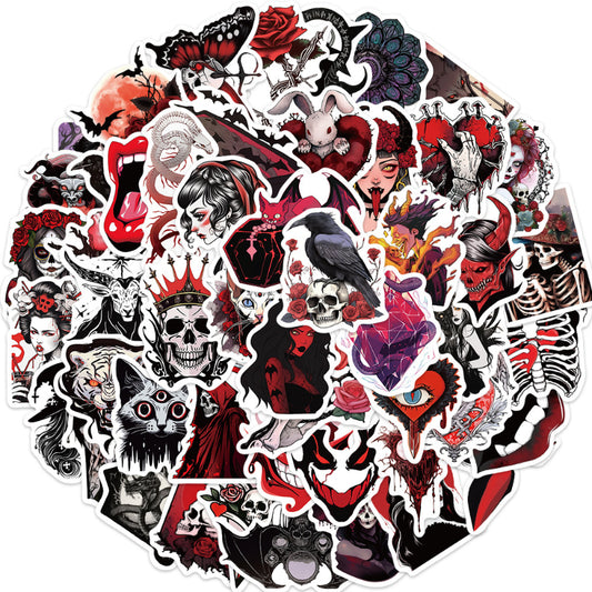 50pcs Graffiti Sticker Pack  – Waterproof Skull Girl Designs – Unique DIY Decor for Guitar, Laptop, Luggage – Trendy & Cool Vibe